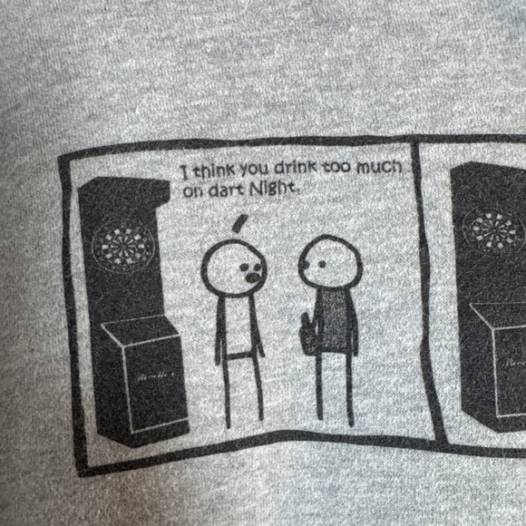 White Bear Clothing Co Mens XL Gray Funny Graphic Dart Board Hoodie Sleeve Print - Picture 2 of 11